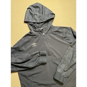 Umbro‎ Size L 1/4 Zip Black Softshell Training Pullover Hoodie Zip Pouch…